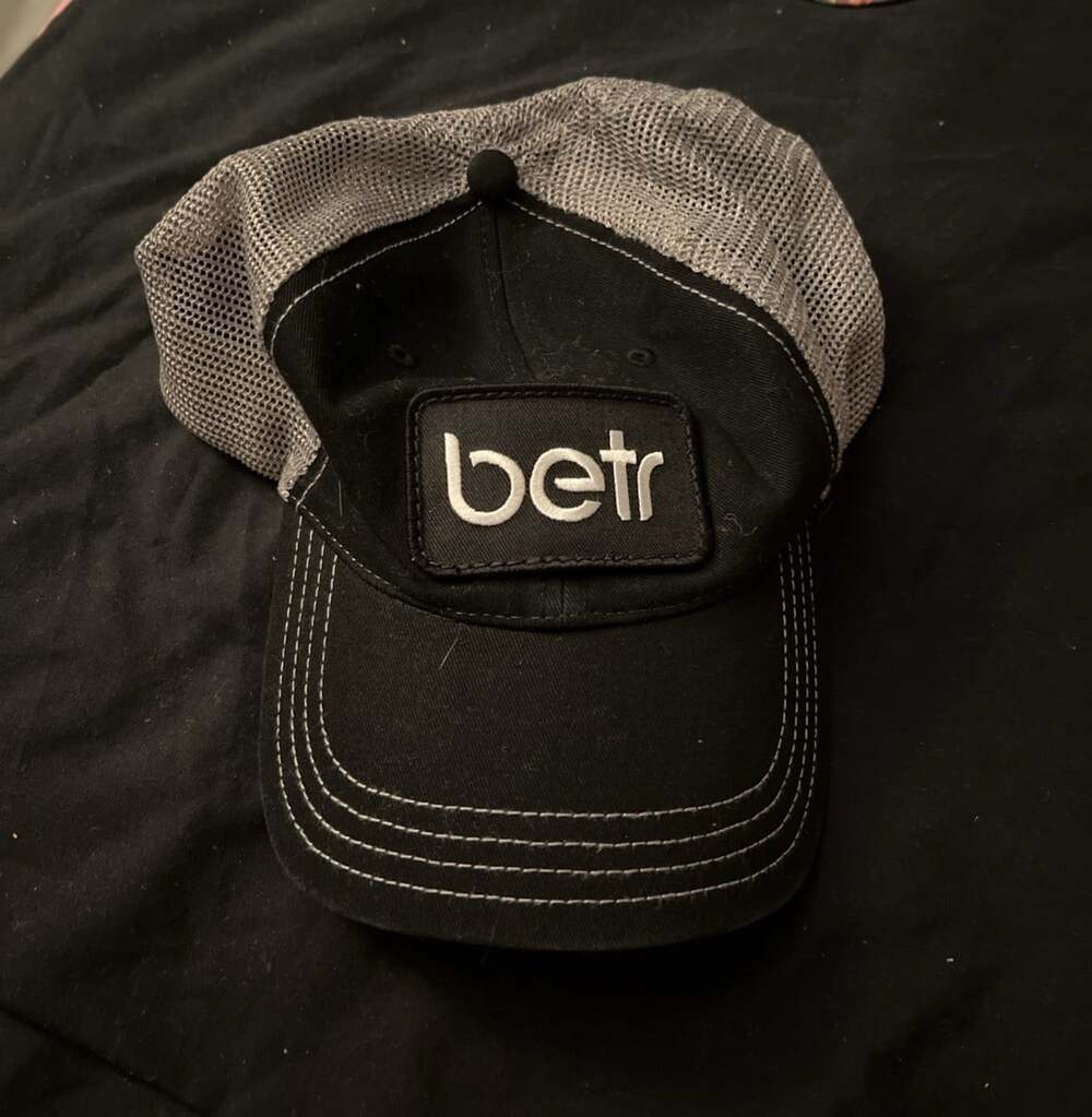 BETR Health Trucker Hat Black & Grey Size Medium/Large SnapBack
